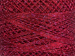 Fiber Content 70% Polyester, 30% Metallic Lurex, Brand YarnArt, Silver, Burgundy, Yarn Thickness 0 Lace Fingering Crochet Thread, fnt2-52257 