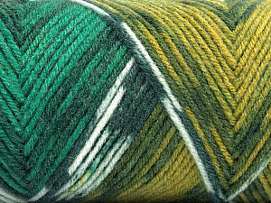 Fiber Content 50% Wool, 50% Acrylic, Yellow, White, Brand Ice Yarns, Green Shades, Yarn Thickness 3 Light DK, Light, Worsted, fnt2-56451