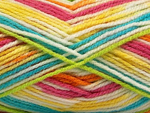 Fiber Content 100% Acrylic, Yellow, White, Turquoise, Pink, Orange, Brand Ice Yarns, Green, Yarn Thickness 4 Medium Worsted, Afghan, Aran, fnt2-59730