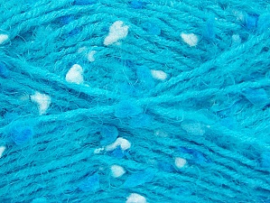 Composition 50% Polyamide, 40% Acrylique haut de gamme, 10% Polyester, White, Turquoise, Brand Ice Yarns, Yarn Thickness 4 Medium Worsted, Afghan, Aran, fnt2-61296 