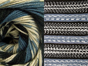 Fiber Content 70% Acrylic, 30% Wool, Smoke Blue, Brand Ice Yarns, Cream, Black, Yarn Thickness 3 Light DK, Light, Worsted, fnt2-63203