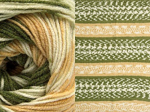 Fiber Content 70% Acrylic, 30% Wool, Brand Ice Yarns, Green, Cream, Cafe Latte, Yarn Thickness 3 Light DK, Light, Worsted, fnt2-63204