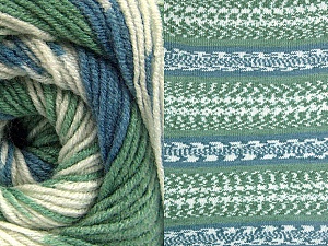 Fiber Content 70% Acrylic, 30% Wool, Brand Ice Yarns, Green, Cream, Blue, Yarn Thickness 3 Light DK, Light, Worsted, fnt2-63207