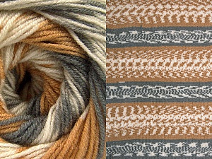Fiber Content 70% Acrylic, 30% Wool, Light Brown, Brand Ice Yarns, Grey, Cream, Yarn Thickness 3 Light DK, Light, Worsted, fnt2-63210