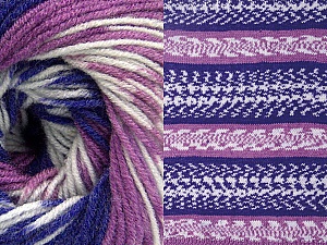 Fiber Content 70% Acrylic, 30% Wool, White, Purple, Lilac, Brand Ice Yarns, Yarn Thickness 3 Light DK, Light, Worsted, fnt2-63211