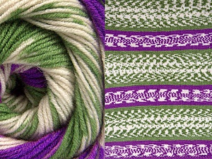 Fiber Content 70% Acrylic, 30% Wool, Purple, Brand Ice Yarns, Green, Cream, Yarn Thickness 3 Light DK, Light, Worsted, fnt2-63218