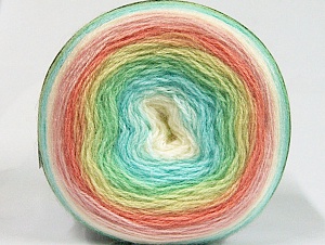 Composition 60% Acrylique haut de gamme, 20% Laine, 20% Mohair, White, Turquoise, Salmon, Pink, Brand Ice Yarns, Green Shades, Yarn Thickness 2 Fine Sport, Baby, fnt2-63280