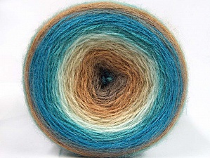 Composition 60% Acrylique haut de gamme, 20% Laine, 20% Mohair, Turquoise, Brand Ice Yarns, Cream, Camel, Brown, Yarn Thickness 2 Fine Sport, Baby, fnt2-63714