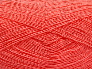 Very thin yarn. It is spinned as two threads. So you will knit as two threads. Yardage information is for only one strand. Fiber Content 100% Acrylic, Light Orange, Brand Ice Yarns, Yarn Thickness 1 SuperFine Sock, Fingering, Baby, fnt2-66154 
