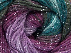 Fiber Content 95% Acrylic, 5% Lurex, Turquoise Shades, Maroon, Lilac Shades, Brand Ice Yarns, Yarn Thickness 3 Light DK, Light, Worsted, fnt2-66561 