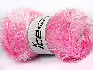 Ice Yarns Eyelash Blend fuzzy yarn, white/pink/lt brown, lot of 2 (137 yds  ea)