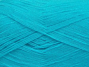 Very thin yarn. It is spinned as two threads. So you will knit as two threads. Yardage information is for only one strand. Composition 100% Acrylique, Turquoise, Brand Ice Yarns, fnt2-71730