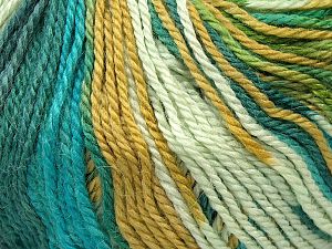 Fiber Content 40% Acrylic, 35% Wool, 25% Alpaca, Brand Ice Yarns, Green Shades, Cream, Blue, fnt2-73056