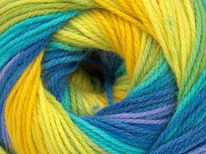 Composition 100% Acrylique, Yellow, Turquoise, Lilac, Brand Ice Yarns, Green, Blue Shades, fnt2-73901