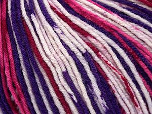 Machine Washable and Dryable Composition 75% Laine vierge, 25% Polyamide, White, Red, Purple, Pink, Brand Ice Yarns, fnt2-73954 
