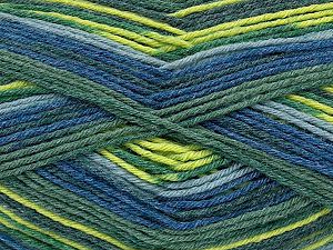 Machine Washable and Dryable Composition 75% Laine vierge, 25% Polyamide, Light Grey, Jeans Blue, Brand Ice Yarns, Green Shades, fnt2-74002 