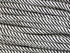 Fiber Content 40% Polyester, 35% Metallic Lurex, 25% Cotton, White, Brand Ice Yarns, Black, fnt2-76458
