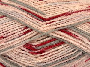 Composition 75% Superwash Wool, 25% Polyamide, Red, Pink, Brand Ice Yarns, Grey, fnt2-76652 