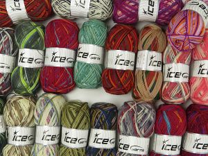 Sock Yarns In this list; you see most recent 50 mixed lots. <br> To see all <a href=&/mixed_lots/o/4#list&>CLICK HERE</a> (Old ones have much better deals)<hr> Vezelgehalte 75% superwash wol, 25% Polyamide, Brand Ice Yarns, fnt2-77015