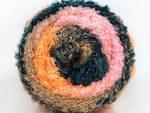 Composition 8% Nylon, 64% Acrylique, 15% Polyester, 13% Mohair, Teal, Pink, Orange, Brand Ice Yarns, Camel, fnt2-77090 