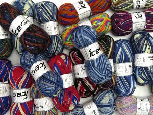 Sock Yarns In this list; you see most recent 50 mixed lots. <br> To see all <a href=&/mixed_lots/o/4#list&>CLICK HERE</a> (Old ones have much better deals)<hr> Vezelgehalte 75% superwash wol, 25% Polyamide, Brand Ice Yarns, fnt2-77219