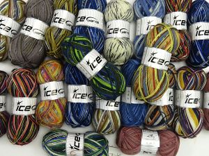 Sock Yarns In this list; you see most recent 50 mixed lots. <br> To see all <a href=&/mixed_lots/o/4#list&>CLICK HERE</a> (Old ones have much better deals)<hr> Vezelgehalte 75% superwash wol, 25% Polyamide, Brand Ice Yarns, fnt2-77222