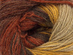 Composition 60% Acrylique, 20% Laine, 20% Angora, Brand Ice Yarns, Gold, Copper, Brown Shades, fnt2-77523