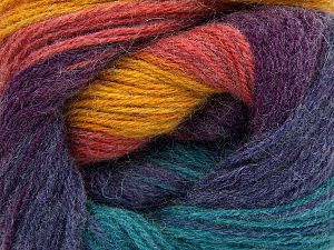 Composition 60% Acrylique, 20% Laine, 20% Angora, Turquoise, Salmon, Purple, Brand Ice Yarns, Gold, fnt2-77546
