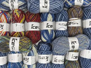 Colorway Sock Yarns In this list; you see most recent 50 mixed lots. <br> To see all <a href=&/mixed_lots/o/4#list&>CLICK HERE</a> (Old ones have much better deals)<hr> Machine washable Composition 75% Superwash Wool, 25% Polyamide, Brand Ice Yarns, fnt2-78716