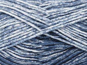 Strong pure cotton yarn in beautiful colours, reminiscent of bleached denim. Machine washable and dryable. Vezelgehalte 100% Katoen, White, Light Jeans Blue, Brand Ice Yarns, fnt2-78758 