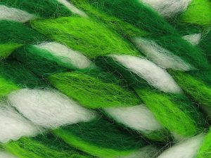 Fiber Content 90% Acrylic, 10% Wool, White, Brand Ice Yarns, Green Shades, Yarn Thickness 6 SuperBulky Bulky, Roving, fnt2-78844 