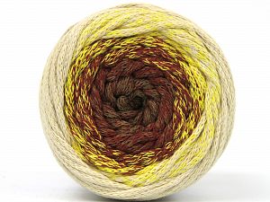 Please be advised that yarns are made of recycled cotton, and dye lot differences occur. Fiber Content 100% Cotton, Yellow, Brand Ice Yarns, Cream, Brown Shades, fnt2-79858 