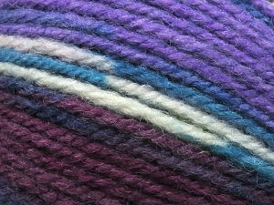 Composition 65% Acrylique, 35% Laine, White, Turquoise, Purple, Maroon, Brand Ice Yarns, Green, fnt2-79900