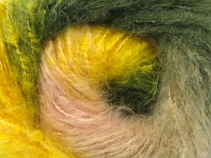 Fiber Content 65% Acrylic, 5% Polyamide, 15% Polyester, 15% Mohair, Yellow, Light Pink, Khaki, Brand Ice Yarns, Beige, fnt2-80030 