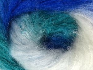 Fiber Content 65% Acrylic, 5% Polyamide, 15% Polyester, 15% Mohair, White, Brand Ice Yarns, Green, Blue, fnt2-80039 