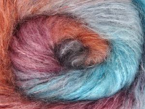 Fiber Content 65% Acrylic, 5% Polyamide, 15% Polyester, 15% Mohair, Turquoise, Pink Shades, Light Grey, Brand Ice Yarns, fnt2-80041