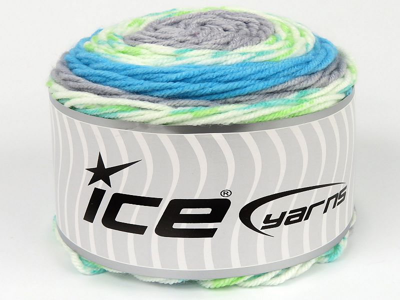 Cakes Boucle Fun White, Light Grey, Oil Blue, Closeout Yarns